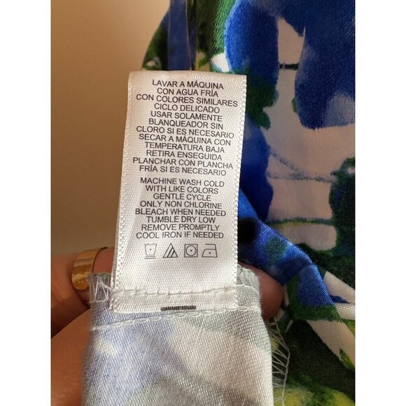 Milly For Design Nation Blue + Green Floral Sleeveless Mini Dress Size 4 - Picture 9 of 12